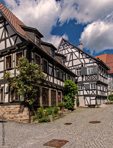 Fachwerkhäuser in der Altstadt von Sindelfingen in Baden-Württemberg, Deutschland