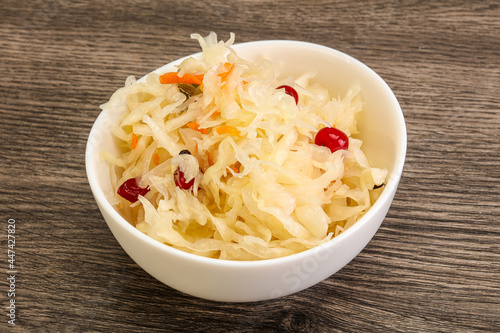 Sauerkraut with cranberry in the bowl