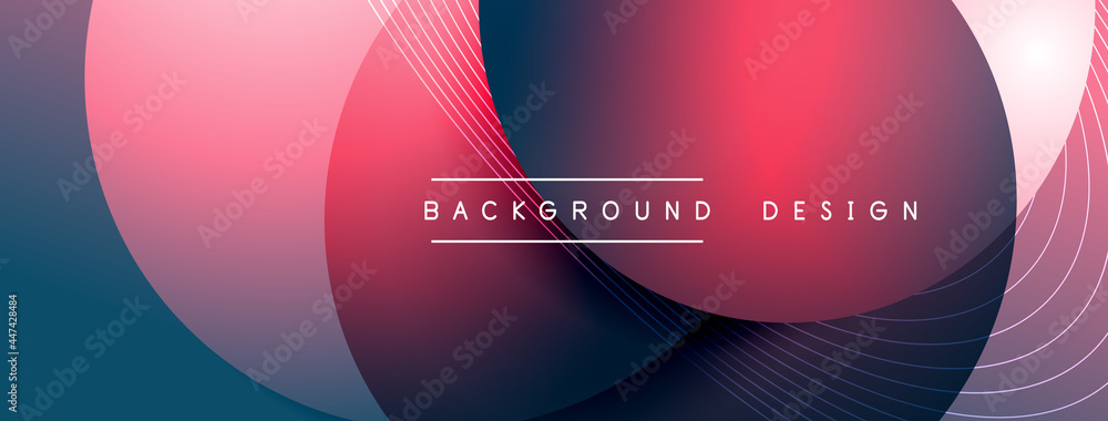 Gradient circles with shadows. Vector techno abstract background. Modern overlapping forms wallpaper background, design template Gradient circles with shadows. Vector techno abstract background. Modern overlapping forms wallpaper background, design template