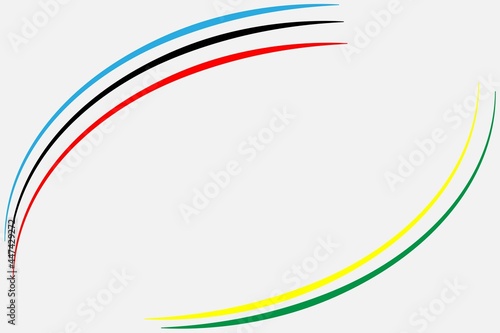 Abstract colored curved lines on a white background.