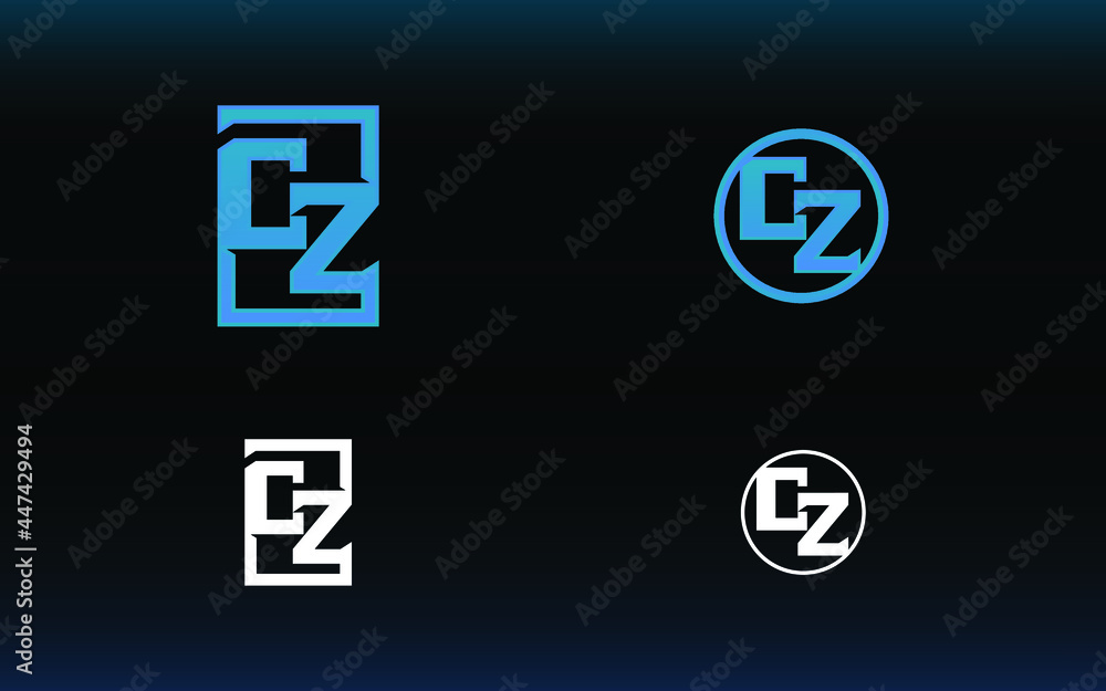CZ letter logo with gaming style and contemporary colors CZ letter logo with gaming style and contemporary colors