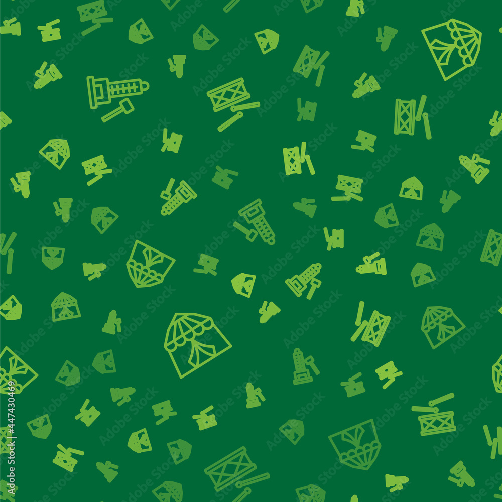 Set line Striker attraction with hammer, Circus tent and Drum drum sticks on seamless pattern. Vector Set line Striker attraction with hammer, Circus tent and Drum drum sticks on seamless pattern. Vector