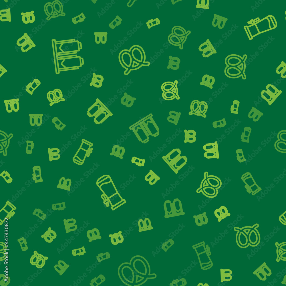 Set line Beer brewing process, tap and Pretzel on seamless pattern. Vector Set line Beer brewing process, tap and Pretzel on seamless pattern. Vector
