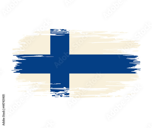 Finnish flag brush grunge background. Vector illustration.