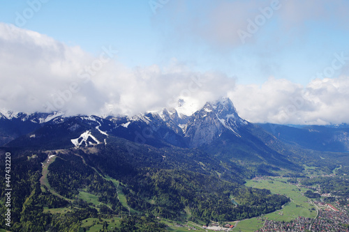The view of Zugspitze mountain from Wank pick, Germany, Bavaria