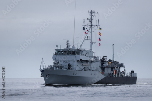 WARSHIP - A German warship returns to port from a sea patrol 