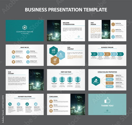 Business Presentation Vector Template with Infographic