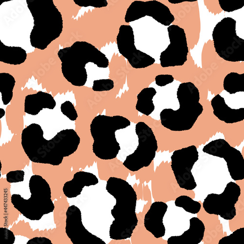 Abstract modern leopard seamless pattern. Animals trendy background. Black and beige decorative vector stock illustration for print  card  postcard  fabric  textile. Modern ornament of stylized skin