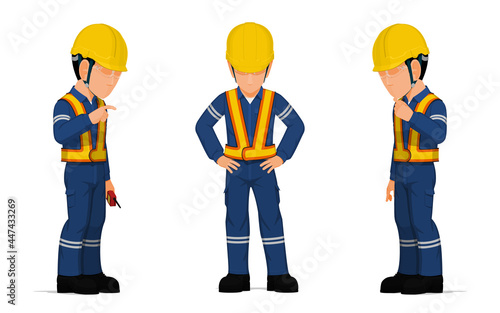set of worker is watching something on the floor