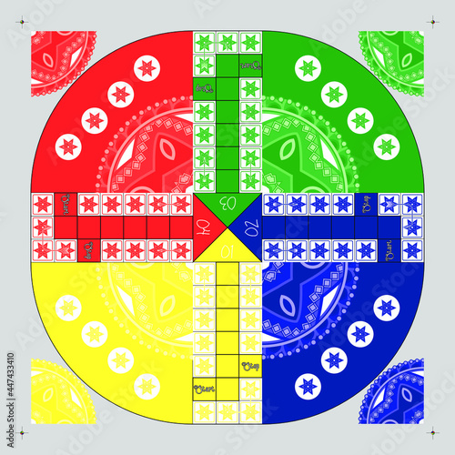 Ludo board game - Ready to print Vector, Mandala Artwork.