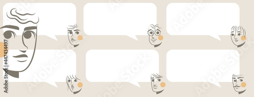 bulle conversation discussion bd tête personne trait ligne simple dessin illustration graphisme série parler information vecteur