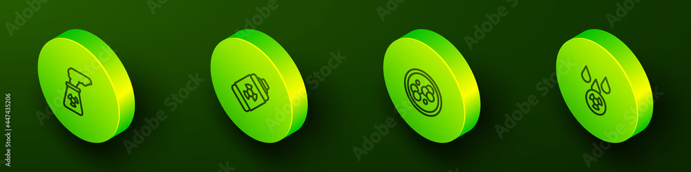 Set Isometric line Nuclear power plant, energy battery, Molecule and Acid rain and radioactive cloud icon. Vector Set Isometric line Nuclear power plant, energy battery, Molecule and Acid rain and radioactive cloud icon. Vector