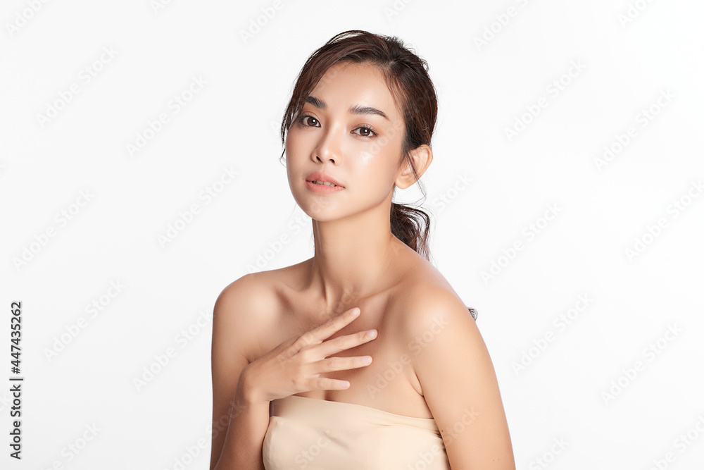 Beautiful young asian woman with clean fresh skin on white background, Face care, Facial treatment, Cosmetology, beauty and spa, Asian women portrait. Beautiful young asian woman with clean fresh skin on white background, Face care, Facial treatment, Cosmetology, beauty and spa, Asian women portrait.