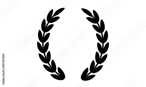 Black silhouette circular laurel. Silhouette laurel wreath. Vector black laurels set