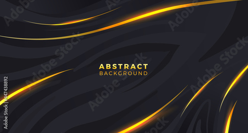 wave fluid black luxury elegant background modern minimalism with golden line