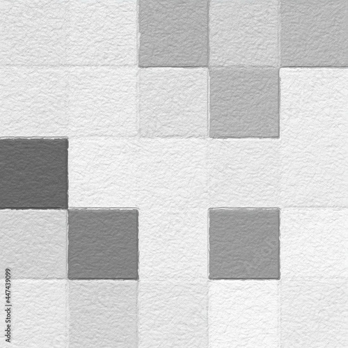 Black and white abstract mosaic with a rough texture background. Monochrome square pattern background. Picture for creative wallpaper or design art work. Backdrop have copy space for text.