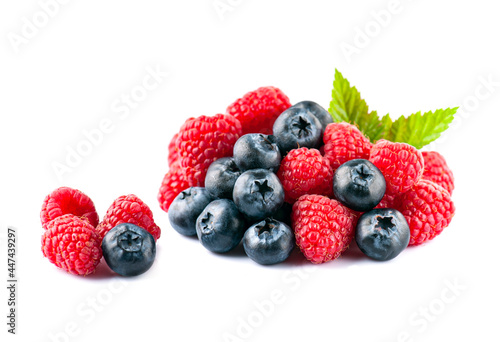 Sweet berry of blueberries and raspberry