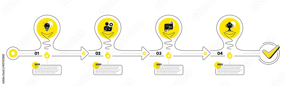 the golden business buttons charts with four timeline... Business Infographic timeline with 4 steps. Workflow process diagram ...