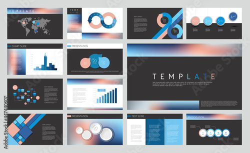 Business presentation template set. Keynote, Powerpoint background. Template, slide, website ideas, brochure cover design, annual report, infographic. Vector illustration.