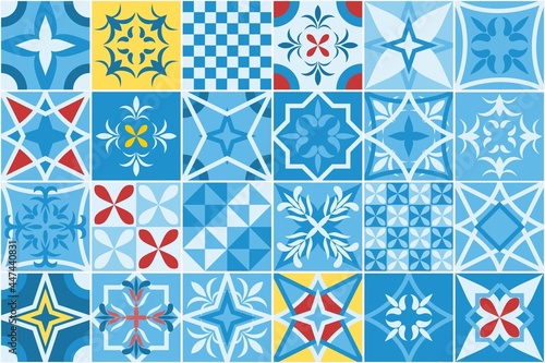 Beautiful blue seamless tiles vector
