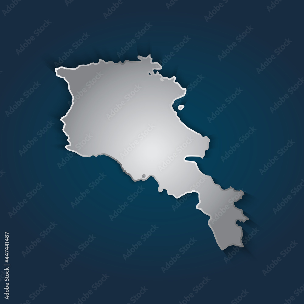 Fototapeta premium Armenia map 3D metallic silver with chrome, shine gradient on dark blue background. Vector illustration EPS10.