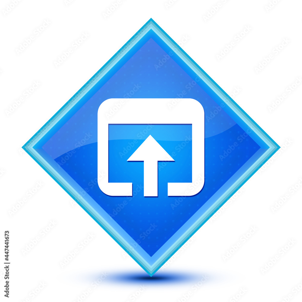 Open in browser icon isolated on special blue diamond button Open in browser icon isolated on special blue diamond button