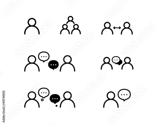 人やチームのアイコンのセット　人物　コミュニケーション　組織　ビジネス　会議　会話　ミーティング