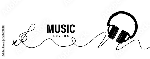 music lovers background. headphones on a white table. vector illustration