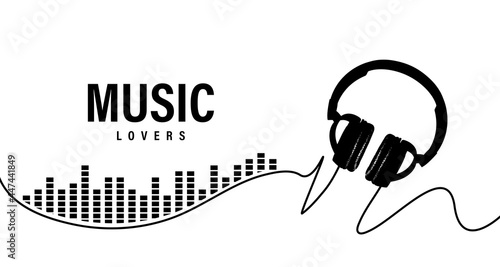 music lovers background. headphones on a white table. vector illustration
