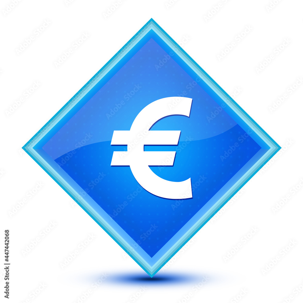Euro sign icon isolated on special blue diamond button illustration Euro sign icon isolated on special blue diamond button illustration