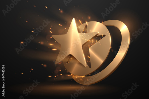 Golden star shape with sparks effect