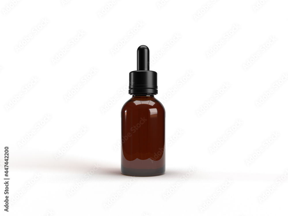 Dropper bottle mock up image . Clear brown cosmetic bottle image for beauty mockup