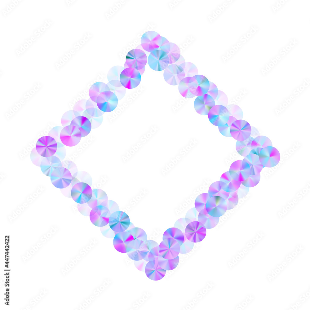 Obraz premium Neon tinsels confetti placer vector illustration. Delicate shimmering paillette elements holiday decor top view. Holiday confetti scatter sparkling background.