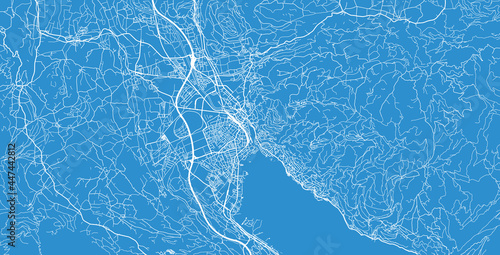 Urban vector city map of Thun, Switzerland, Europe