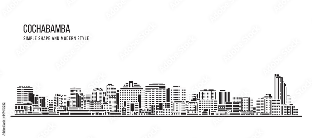 Cityscape Building Abstract Simple shape and modern style art Vector design - Cochabamba city