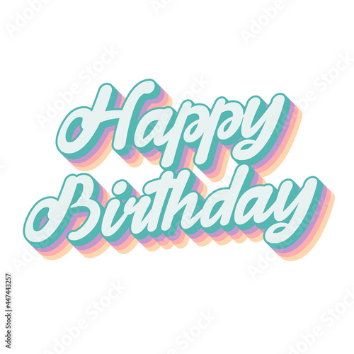 happy birthday vector isolated lettering in pastel colours