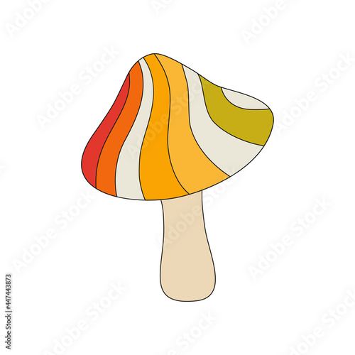 Icon of a rainbow mushroom in a linear style. Vector illustration of a mushroom isolated on a white background