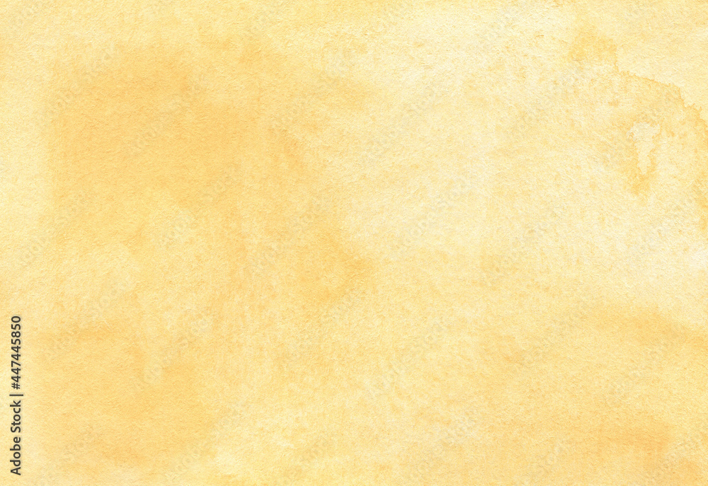 Fototapeta premium Abstract yellow watercolor gradient background texture. Peach color backdrop. 
