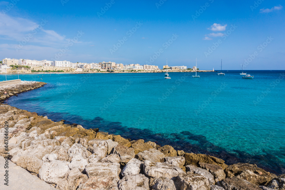 Bay of Otranto with saturated blue water, Salento, Apulia region, Italy