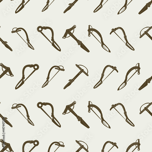 Seamless pattern with ancient brooch fibula for your project