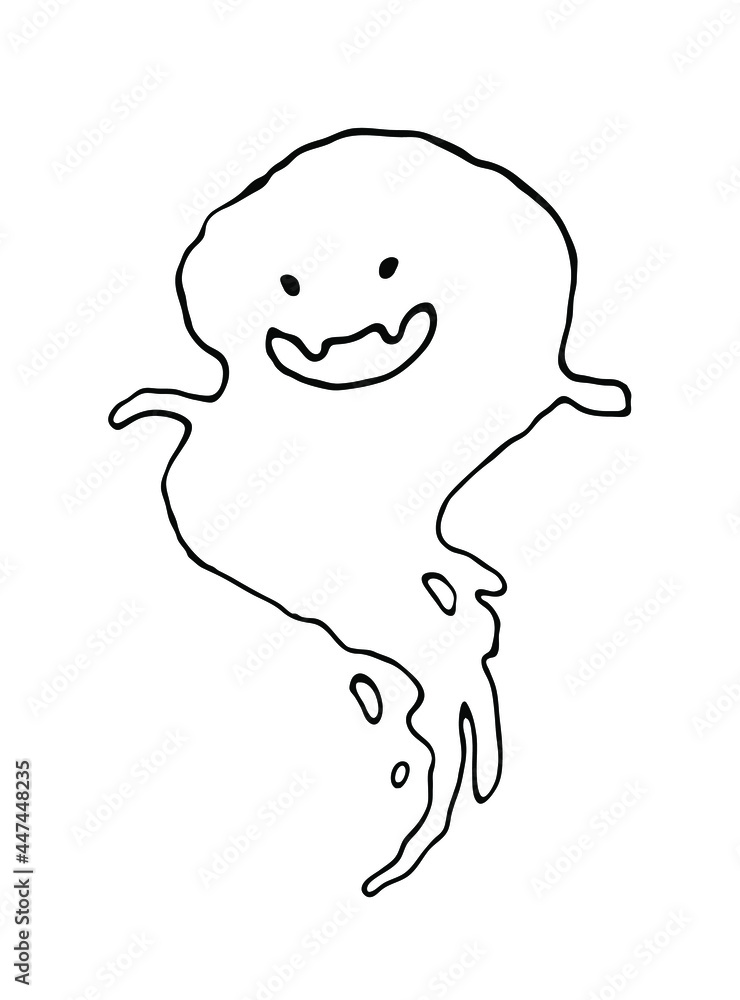 Hand drawn sketch of ghost isolated on white background. Cute cartoon spooky character. Vector illustration for posters, decoration and print. Hand drawn sketch of ghost isolated on white background. Cute cartoon spooky character. Vector illustration for posters, decoration and print.