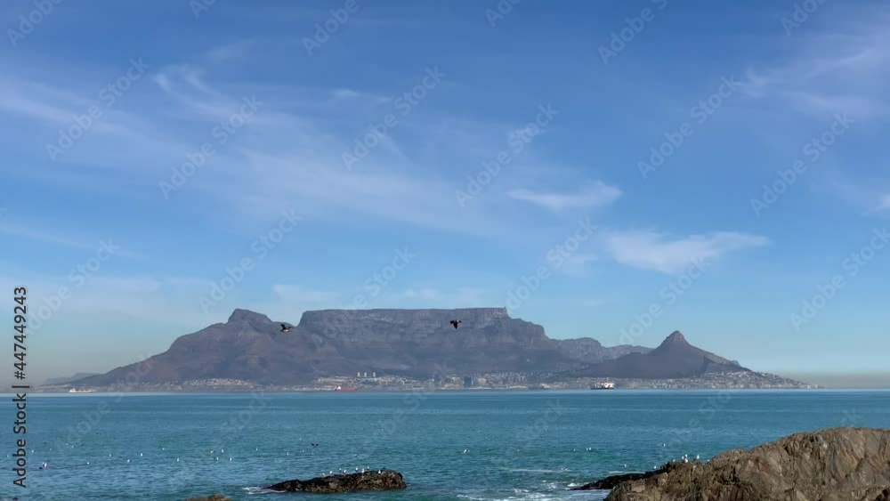 Table Mountain Cape Town Table Bay taken from Big Bay Bloubergstrand beach side Table Mountain Cape Town Table Bay taken from Big Bay Bloubergstrand beach side