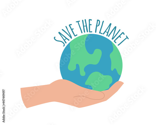 Human hand holds the planet Earth, the concept of Earth Day ecology.