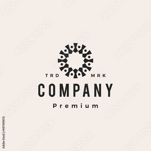 twelve people team work family hipster vintage logo vector icon illustration
