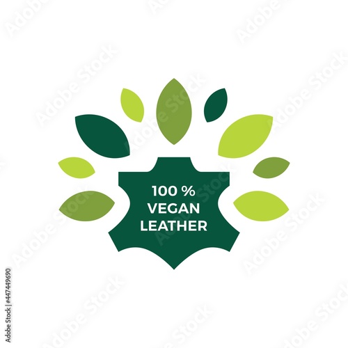 one hundred percent vegan leather leaf natural logo vector icon illustration
