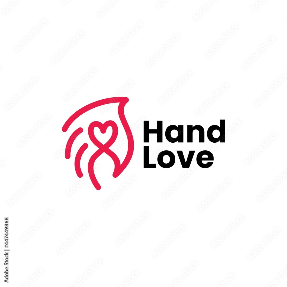 Fototapeta premium hand love heart give help care logo vector icon illustration
