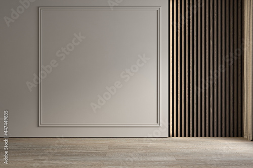 Modern classic empty interior blank wall. 3d render illustration mockup. © YKvisual