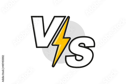 Versus frame. Vs duel battle, boxing confrontation screen and fight comparison background with fighting lightning. Sports match fighting confrontation challenge advertising logo vector concept
