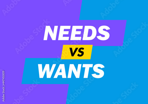 Conflict of need vs. want vector illustration.