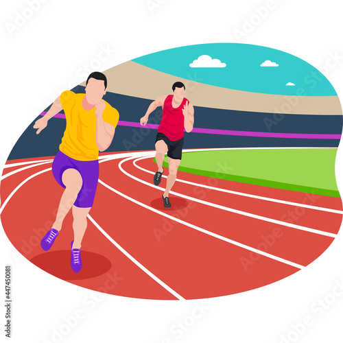 Male runner running in race beautiful illustration.